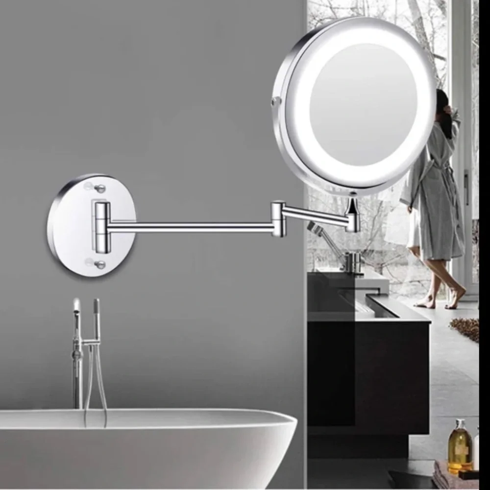 NEW Open Box 5X Folding Makeup Mirror 7”in Magnifying LED Lighted Vanity Mirror